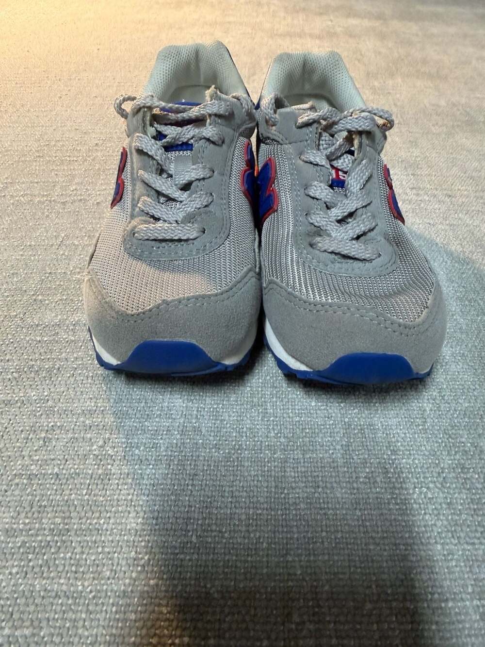 New Balance 515 V1 Kids Lace-Up Sneakers Gray Royal Blue Red Size 13